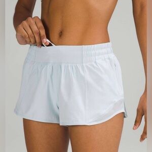 Lululemon Hotty Hot Low-Rise Lined Short 2.5” Powder Blue NWT 2023 Release Sz 10